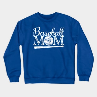 Vintage Baseball Mom #3 Favorite Player Biggest Fan Number Jersey Crewneck Sweatshirt